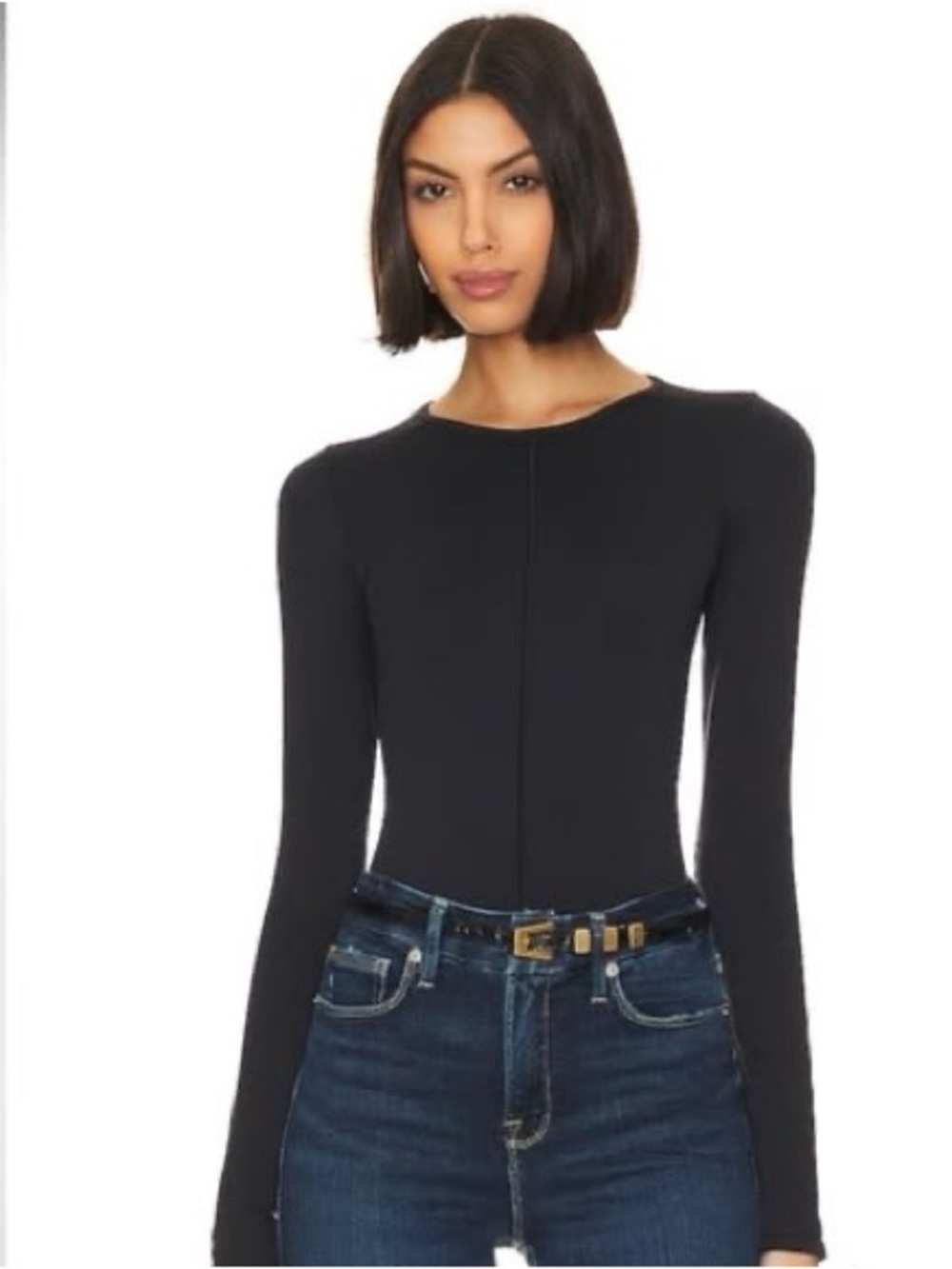 NEW REVOLVE Good American Seamless Sculpted Tee XXS/XS Black